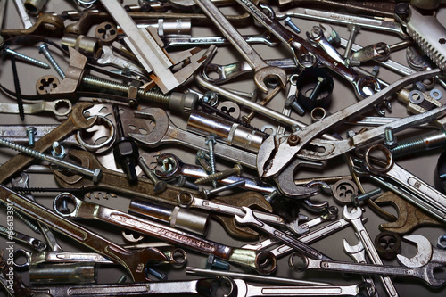 Assorted hand tools background