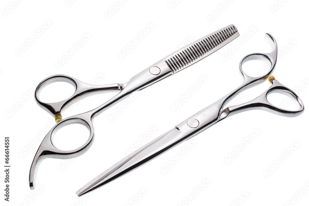 Two professional haircutting scissors, with clipping path Two professional haircutting scissors, with clipping path