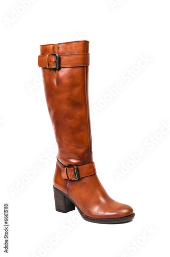 Brown autumun leather boots for women.