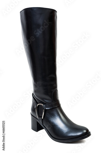 Black autumun leather boots for women.