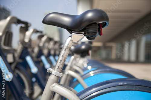 Boris bikes parking on business Canary Wharf aria, London photo