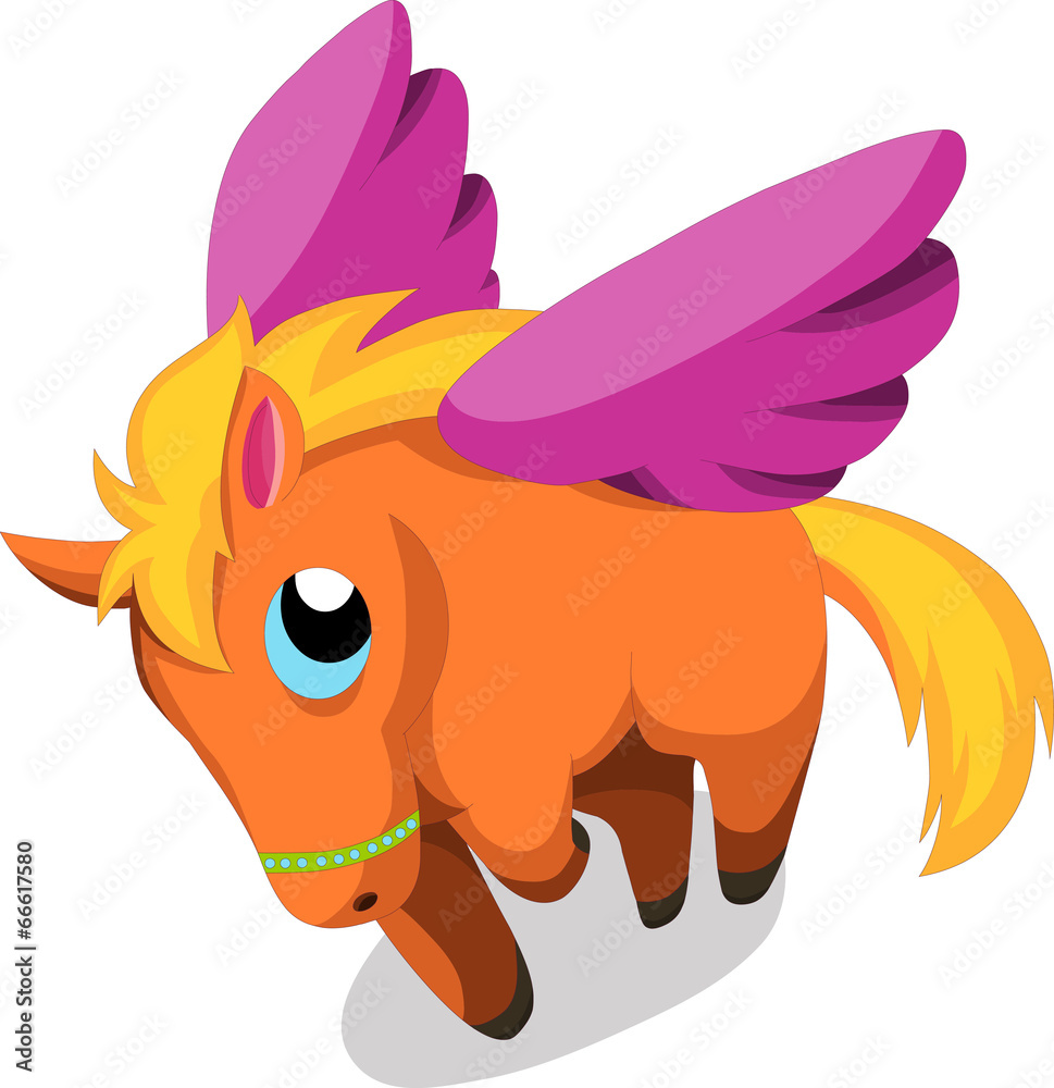 Cute baby fly horse cartoon Stock Vector | Adobe Stock