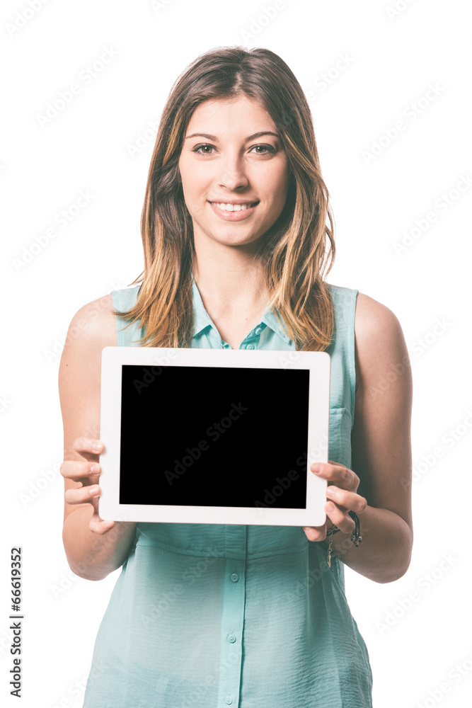 Beautiful Young Woman Holding Digital Tablet Beautiful Young Woman Holding Digital Tablet
