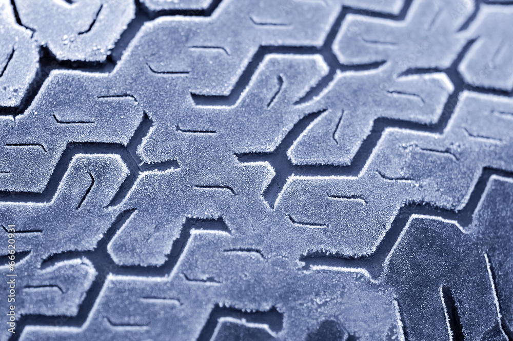 ice frost of a vehicle tire tread