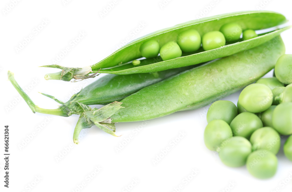 Fresh green peas isolated on white background Fresh green peas isolated on white background