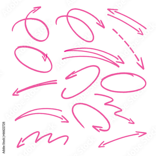 pink hand drawn arrows signs and highlighting elements