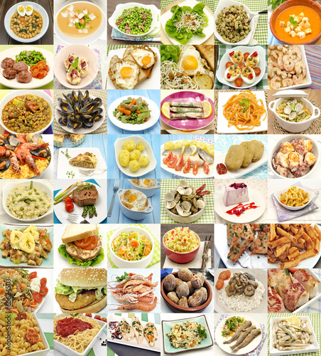 Collage de alimentos cocinados