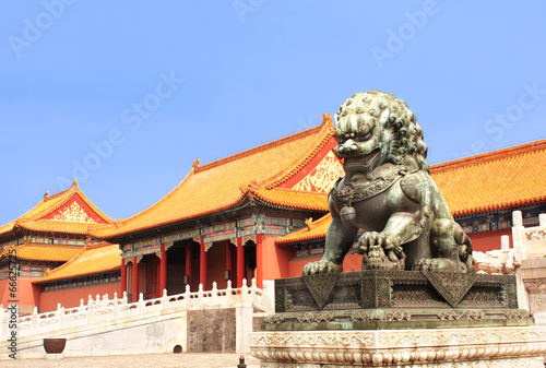 Lion statue in Forbidden City, Beijing, China