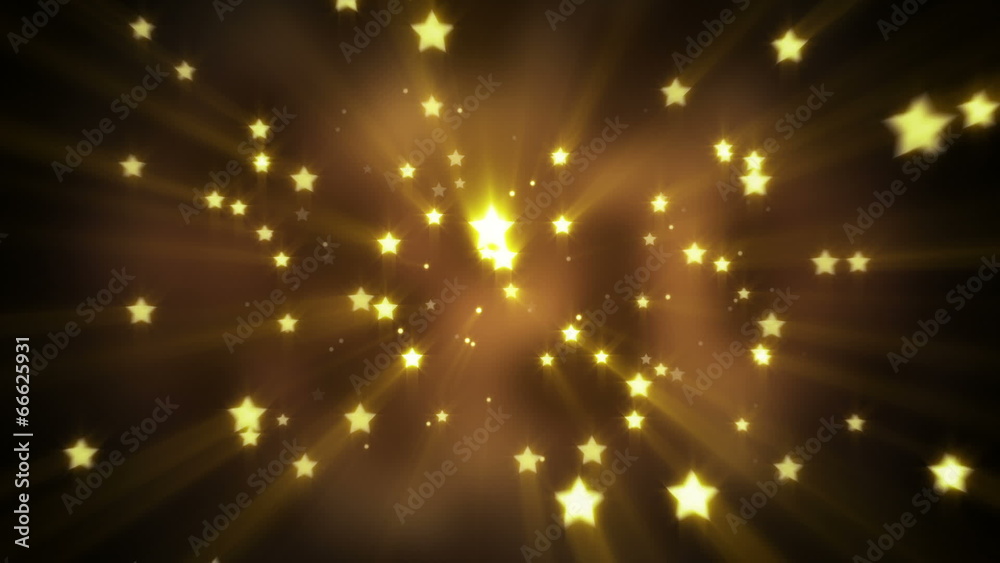 gold star shapes flying loopable background