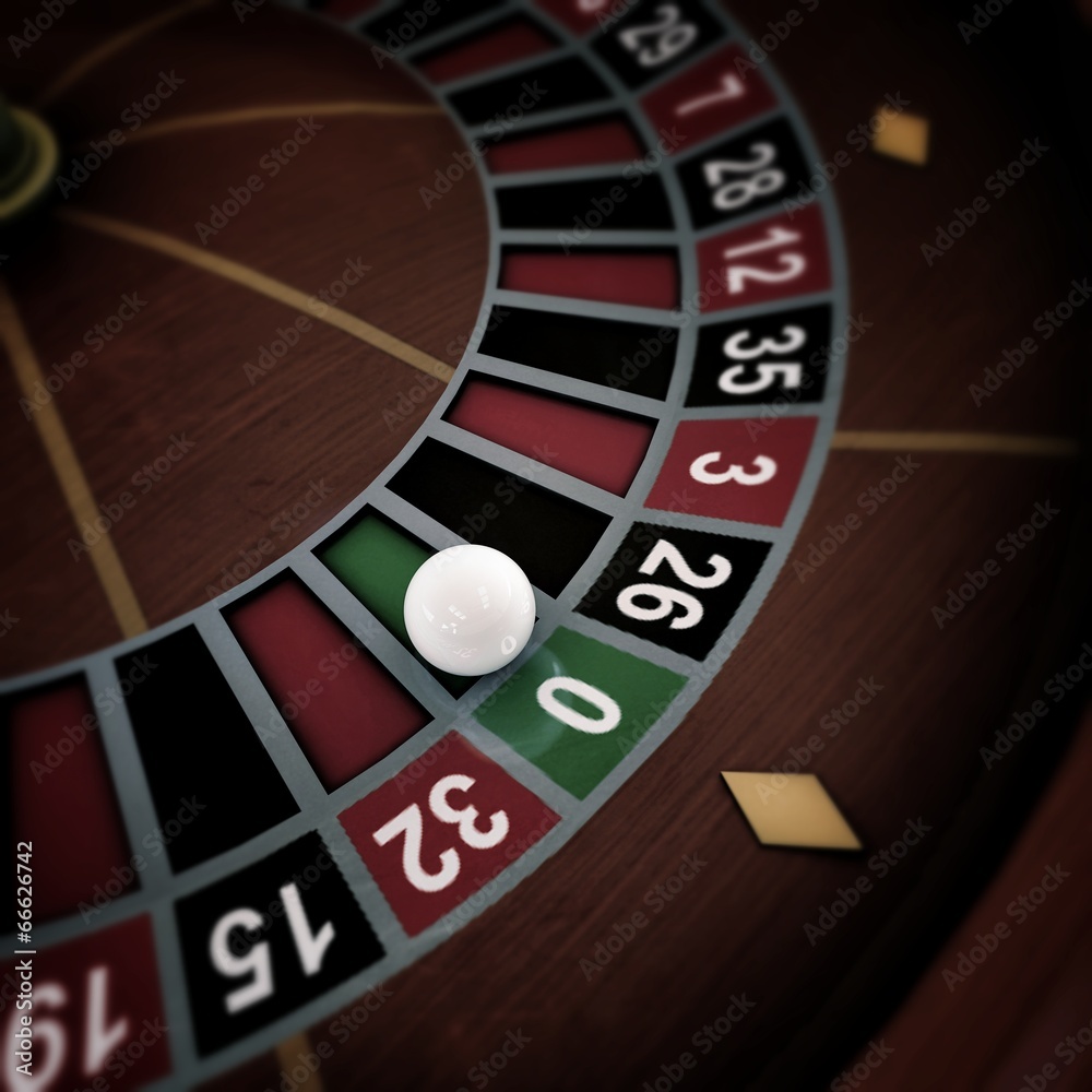 Naklejka premium white ball on roulette wheel