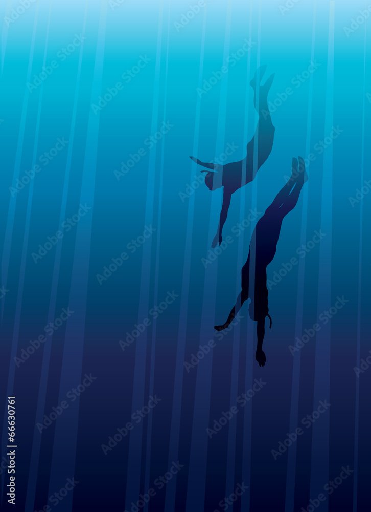 Naklejka premium Two freedivers.
