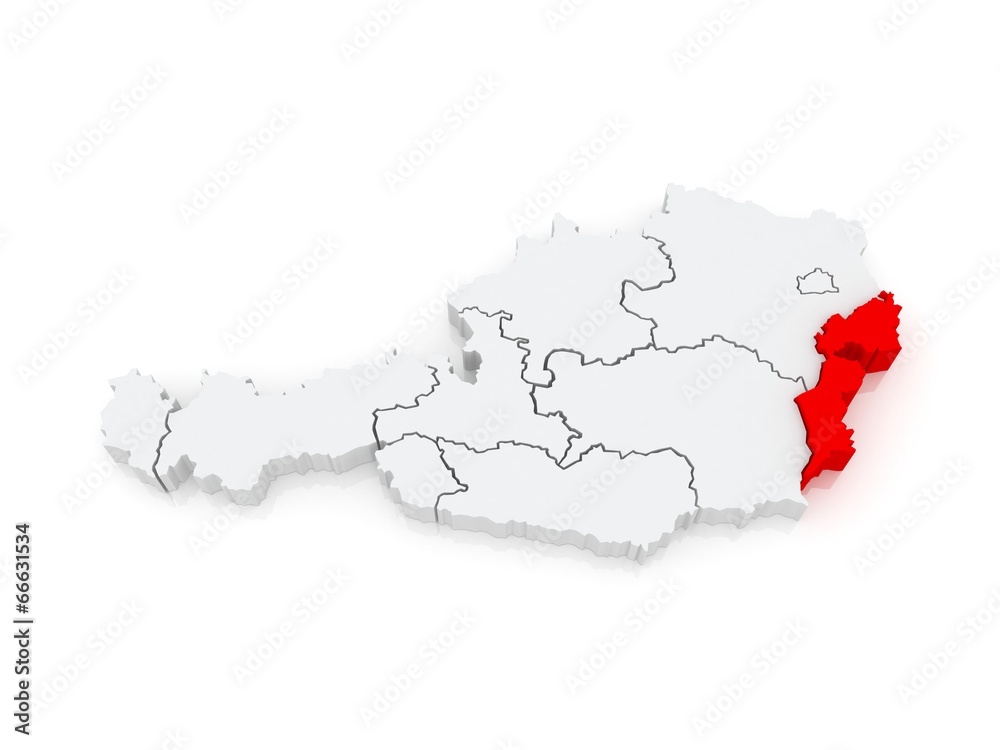 Map of Burgenland. Austria.