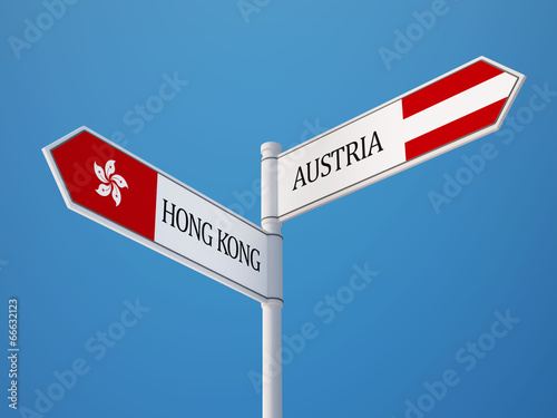Austria Hong Kong Sign Flags Concept