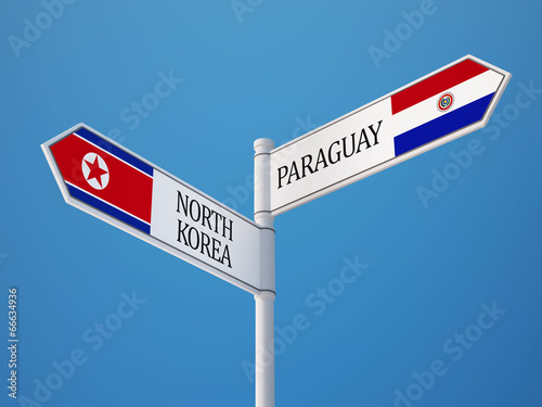 Paraguay North Korea Sign Flags Concept