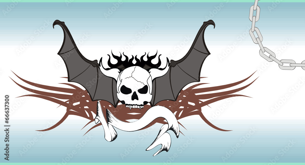 Fototapeta premium gotic winged skull tattoo background 