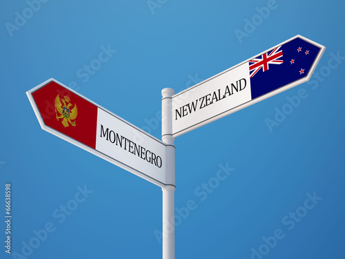 New Zealand Montenegro. Sign Flags Concept