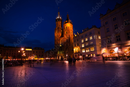 View of St Mary's Basilica, Rynek Glowny, Krakow