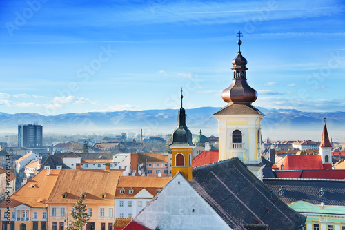 Wallpaper Mural Roman Catholic Church and old town in Sibiu Torontodigital.ca