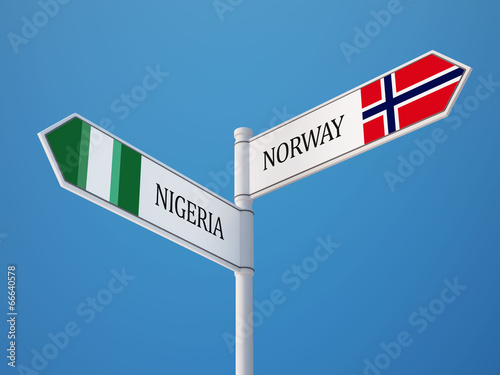 Norway Nigeria Sign Flags Concept