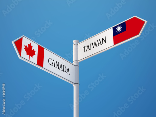 Taiwan Canada Sign Flags Concept