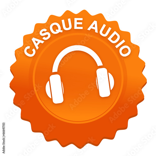 casque audio sur bouton web denté orange