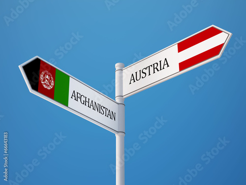 Afghanistan. Austria Sign Flags Concept