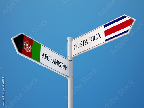 Afghanistan. Costa Rica. Sign Flags Concept