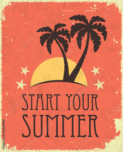 Vintage retro summer poster. Holiday and travel concept