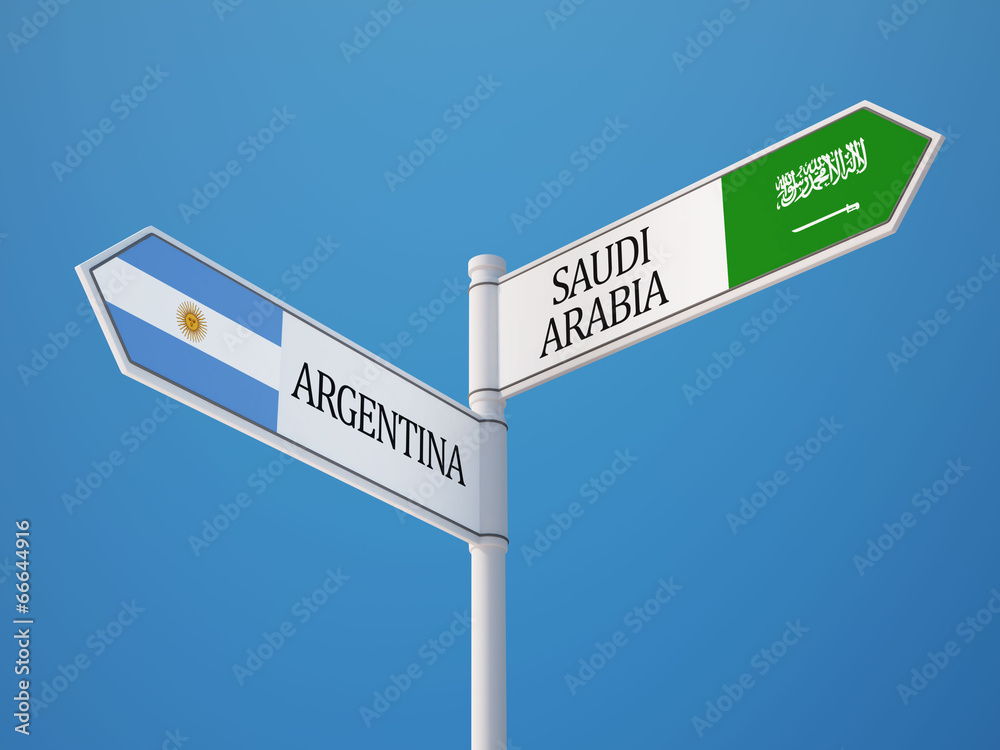 Fototapeta premium Saudi Arabia Argentina Sign Flags Concept
