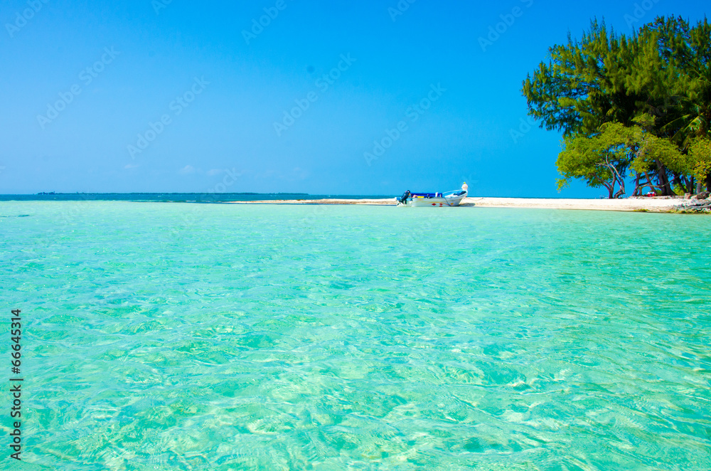 Fototapeta premium Paradise Beach on beautiful island South Water Caye - Belize