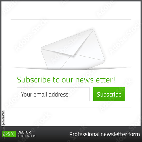 Light Subscribe to newsletter form with green button