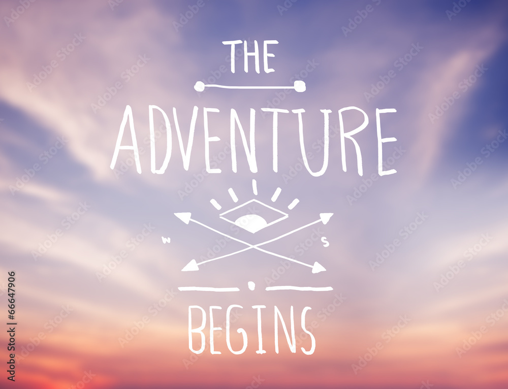 Bright Pink Sky with Adventure Quote Stock Photo | Adobe Stock