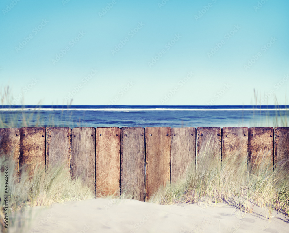 Beach and Wooden Fence
