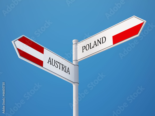 Poland Austria Sign Flags Concept