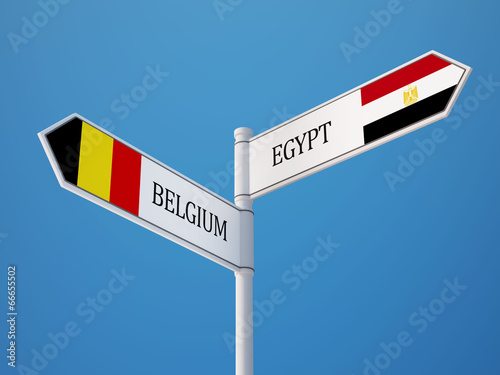Photos Belgium Egypt  Sign Flags Concept