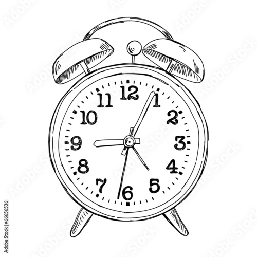 Vector hand drawn sketch alarm clock