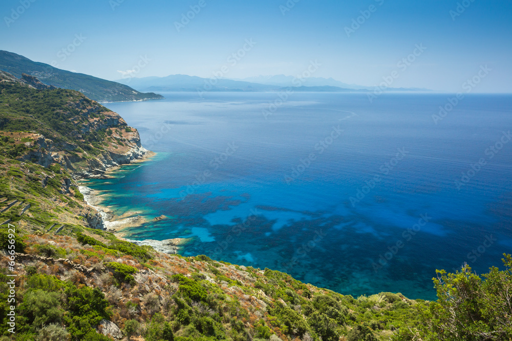 The coast of Cap Corse near Minerviu in Corsica