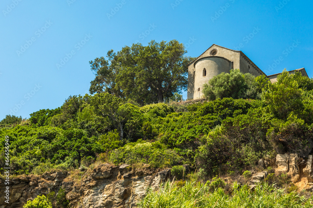 Chapel Santa Catalina on coast of Cap Corse in Corica
