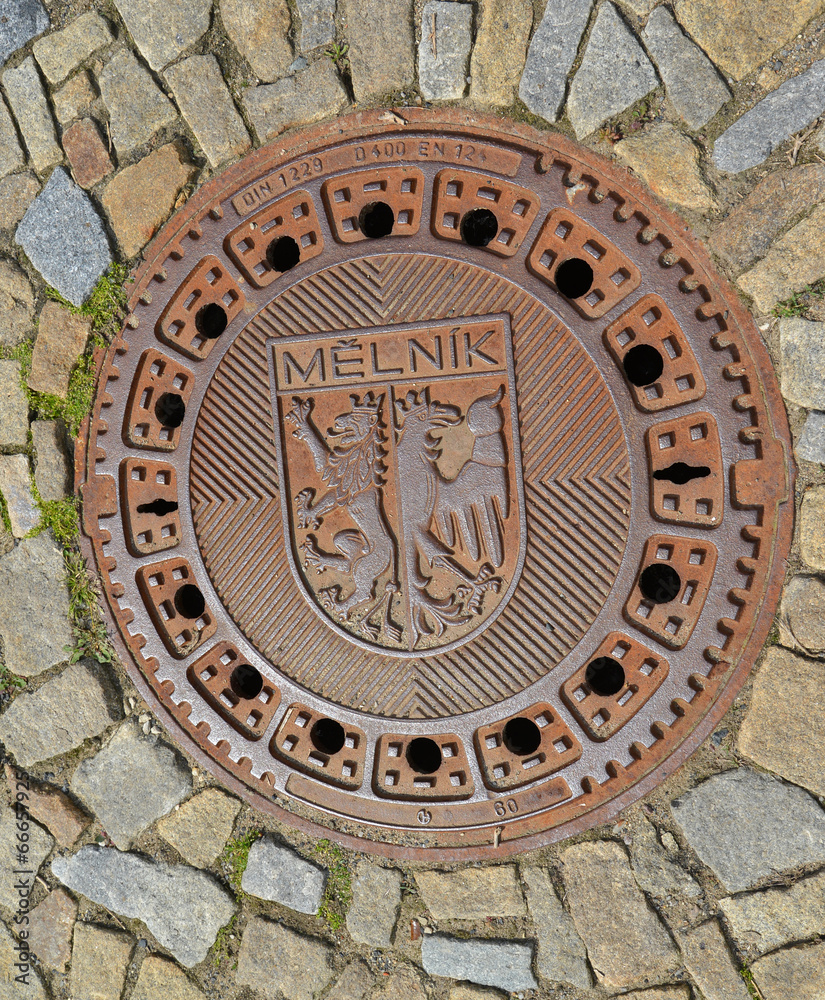 Hatch cover in the city Melnik, the Czech Republic
