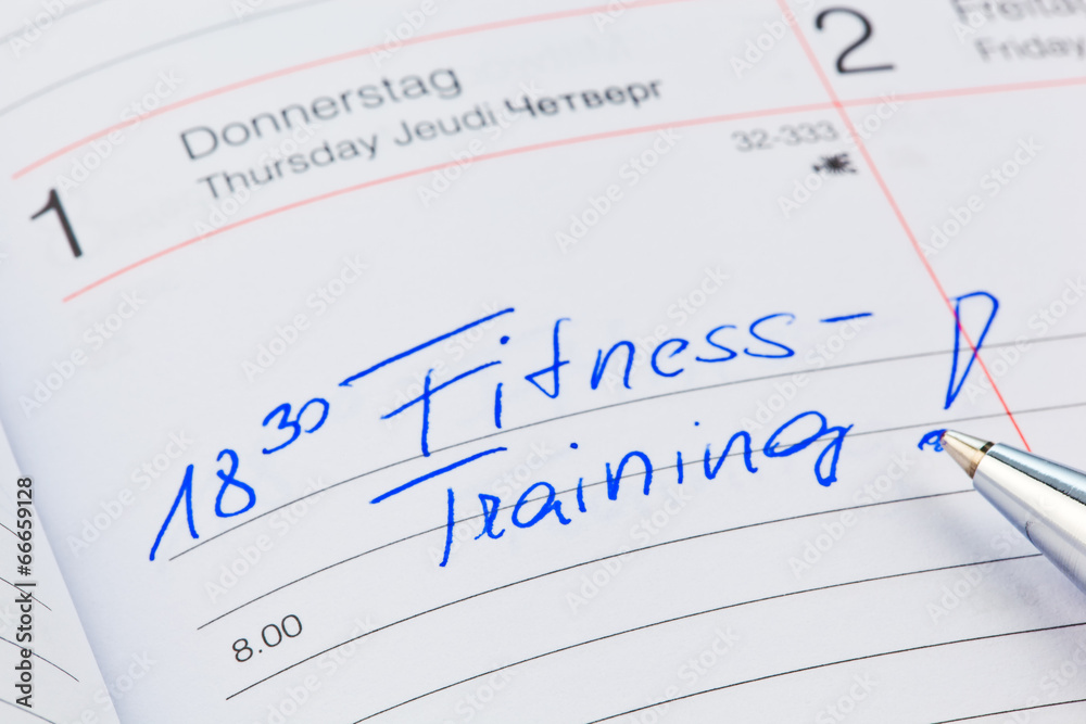 Eintrag im Kalender: Fitnesstraining Eintrag im Kalender: Fitnesstraining
