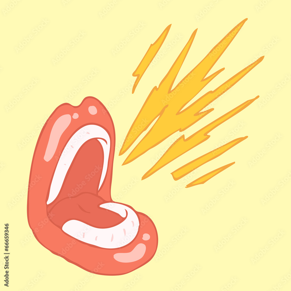 cartoon screaming mouth (lips and teeth) vector illustration Stock Vector |  Adobe Stock