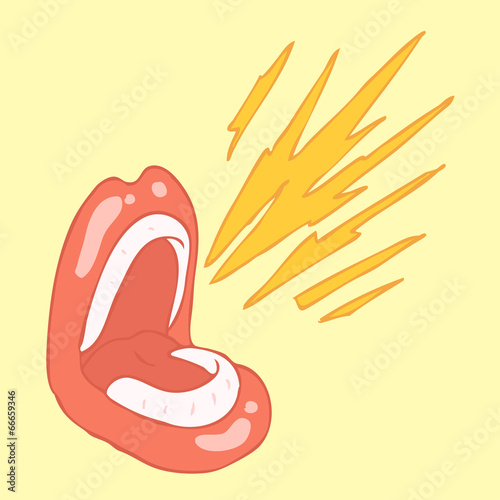 cartoon screaming mouth (lips and teeth) vector illustration