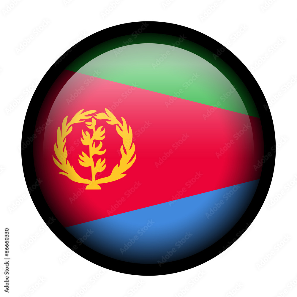 Fototapeta premium Flag button illustration with black frame - Eritrea