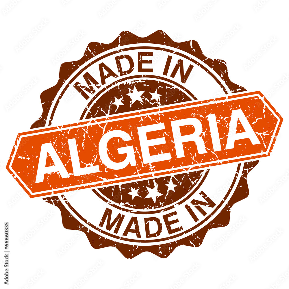 made in Algeria vintage stamp isolated on white background