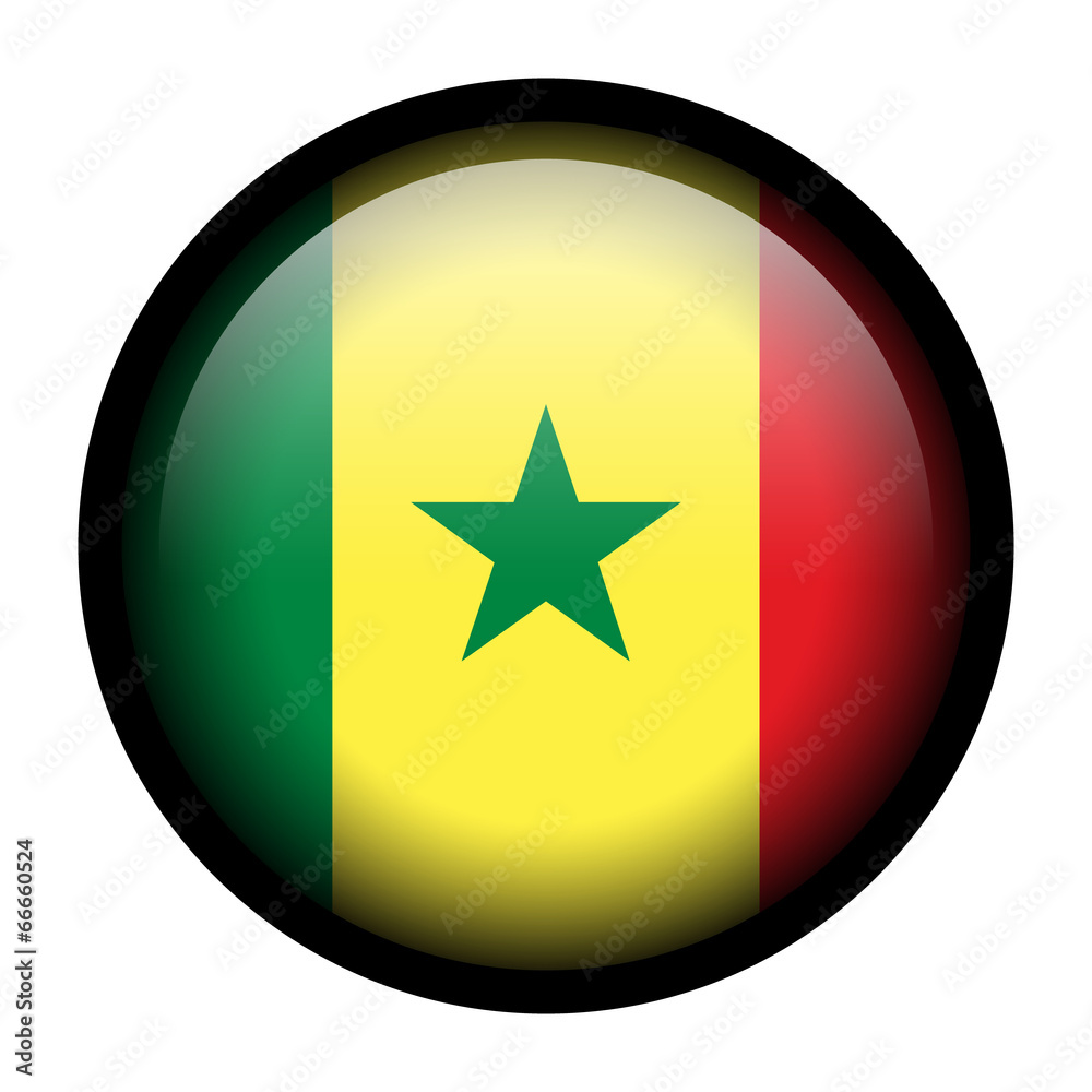 Flag button illustration with black frame - Senegal Flag button illustration with black frame - Senegal