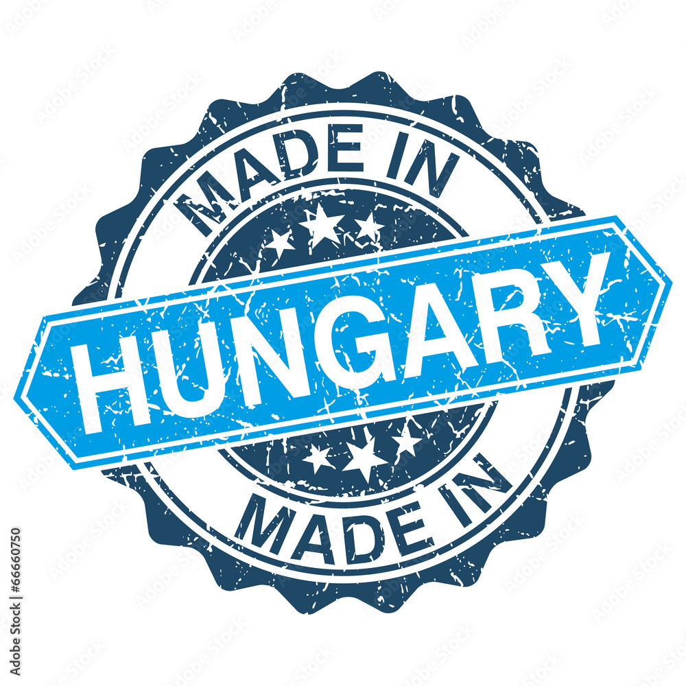 made in Hungary vintage stamp isolated on white background