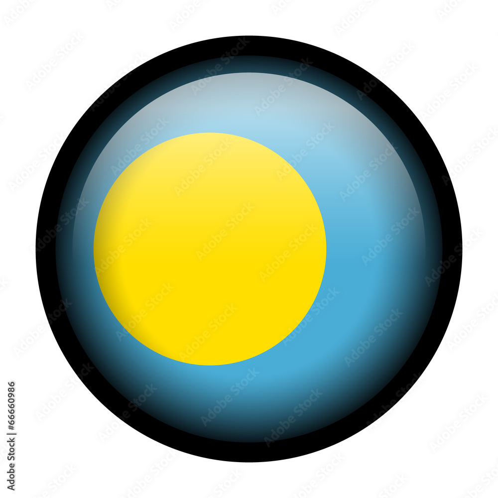 Flag button illustration with black frame - Palau