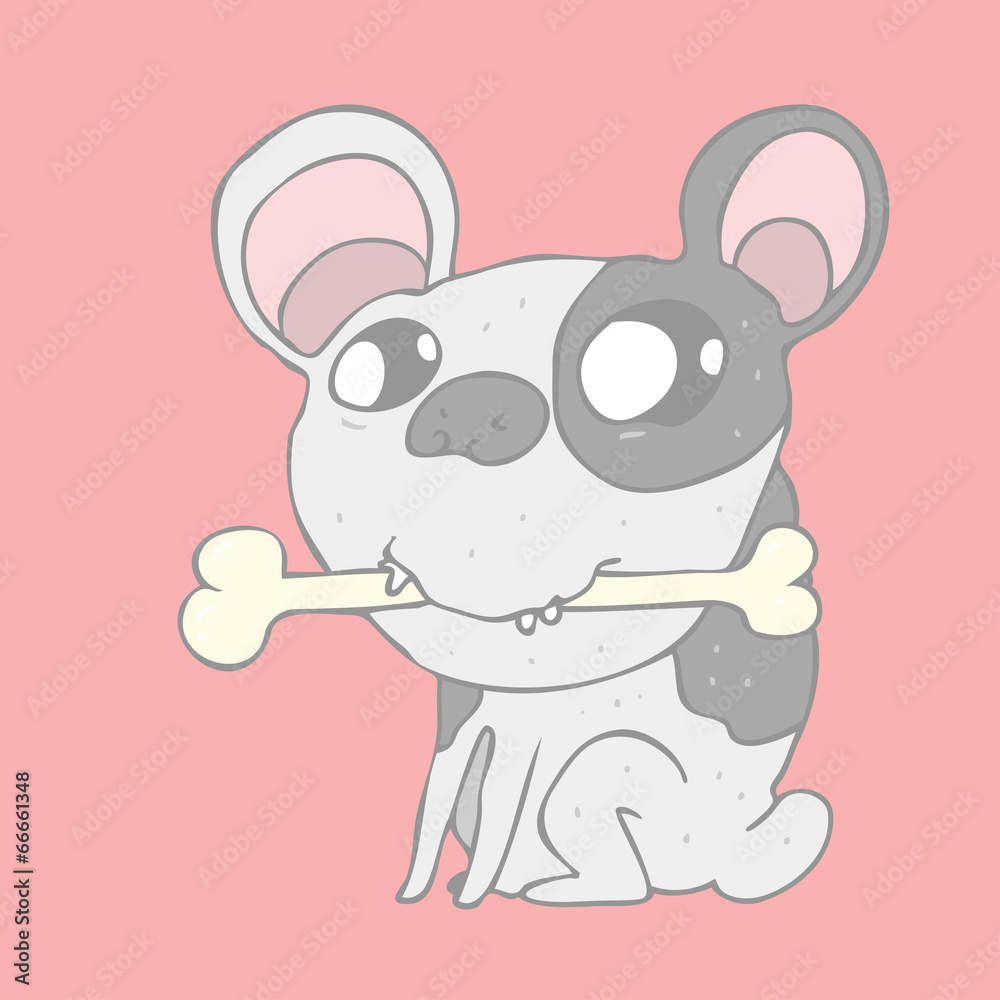 cute dog with bone vector illustration, hand drawn cute dog with bone vector illustration, hand drawn