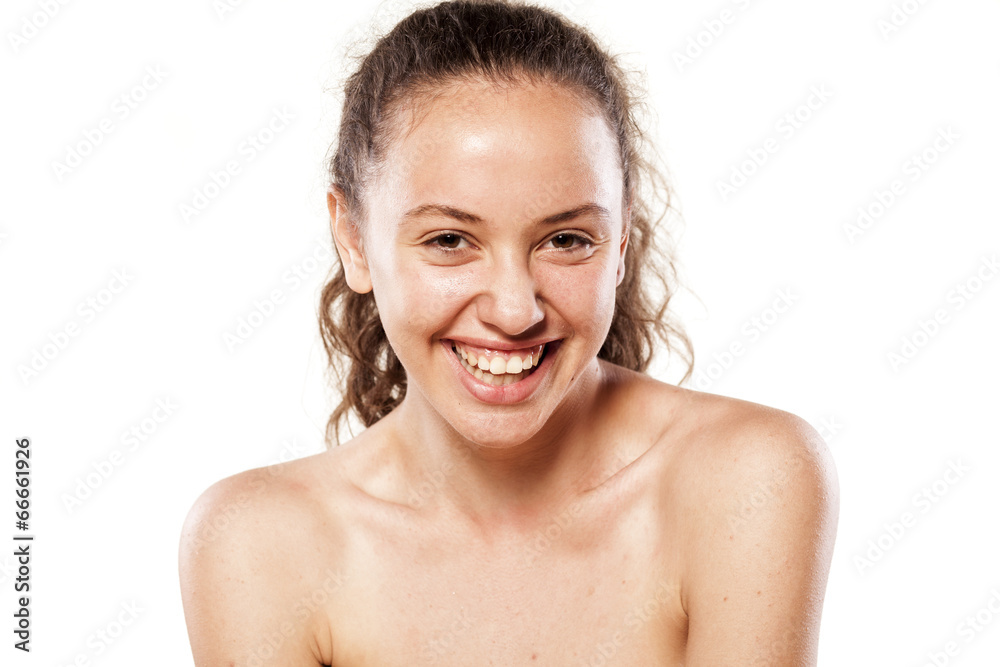 young smiling girl without makeup