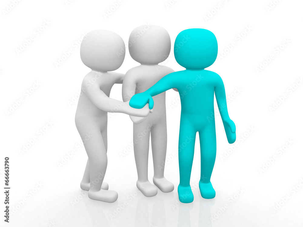3d people - person together. Business team joining hands concept 3d people - person together. Business team joining hands concept